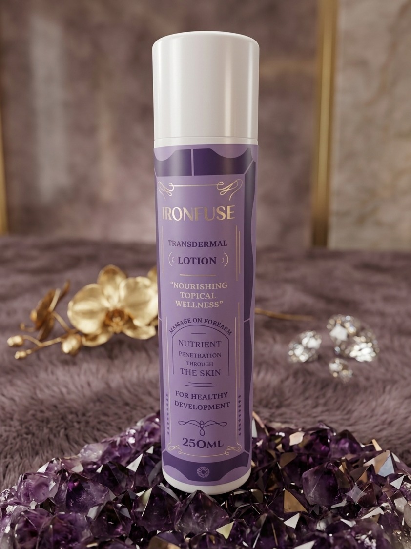 Ironfuse 250 mL topical lotion in purple packaging